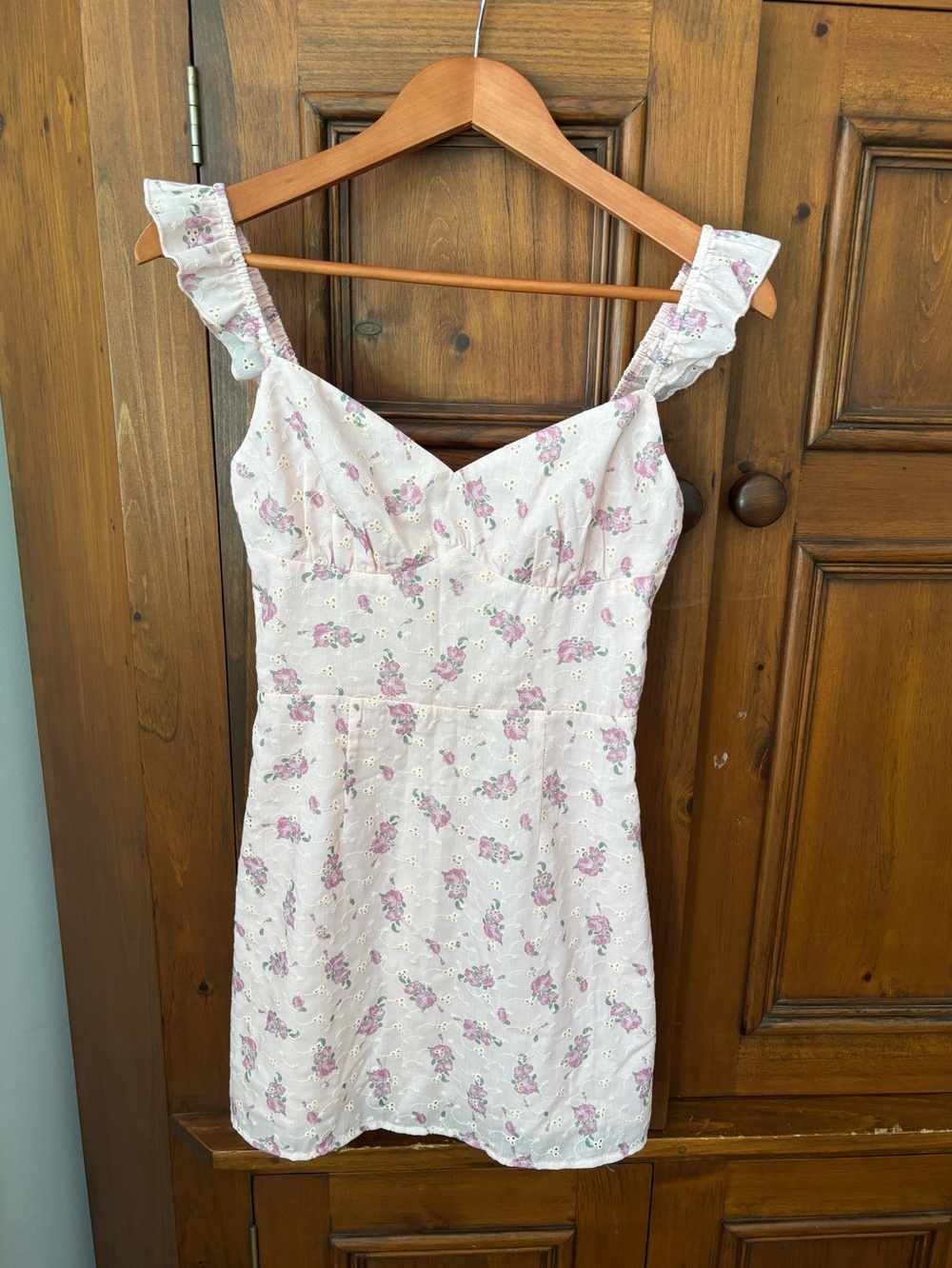 Princess Polly White & Pink Floral Ruffle Strap Mini Dress